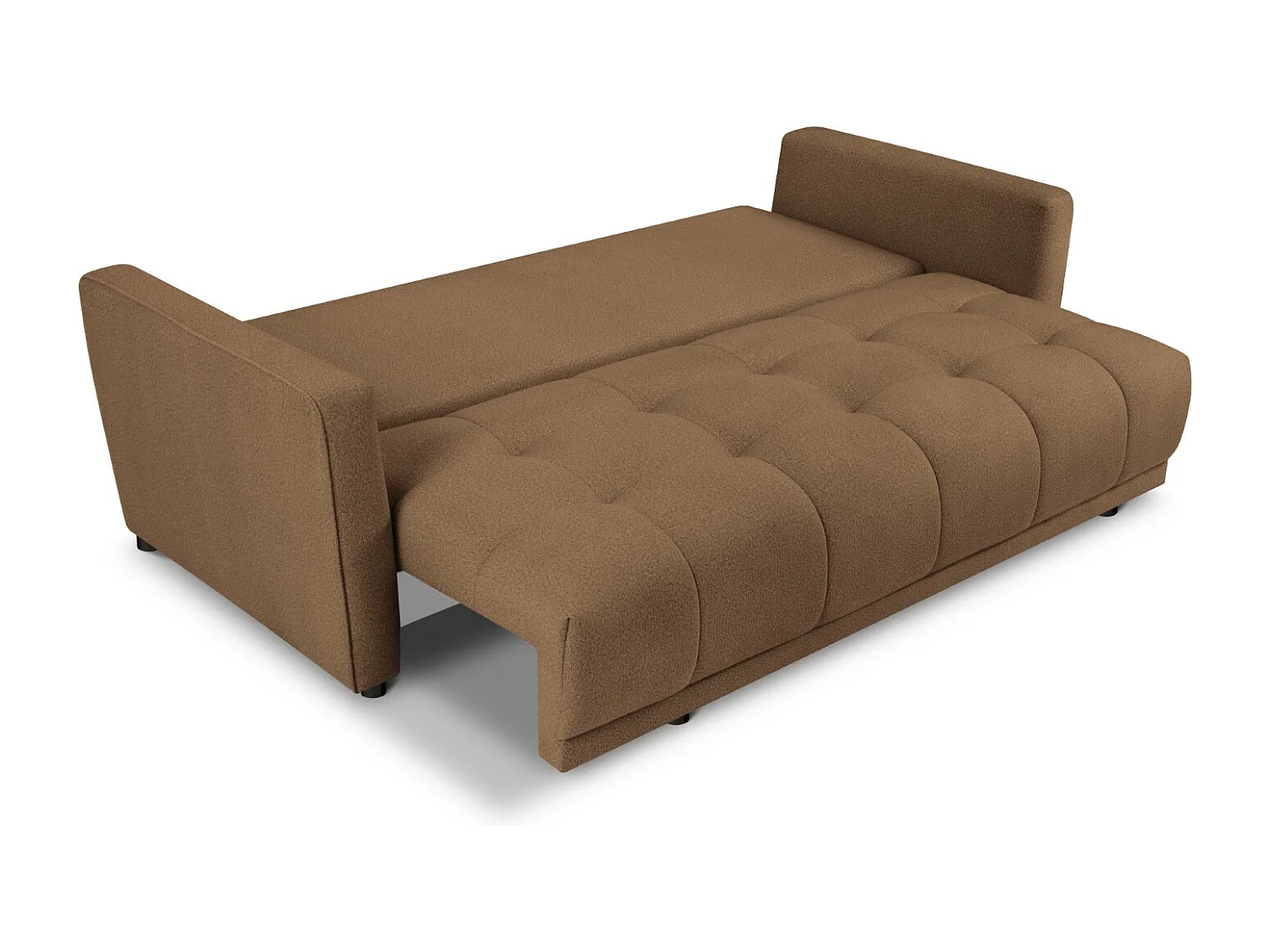 Cosmopolitan Design - Canapé convertible avec coffre de rangement "Madrid" 3 places en tissu structurel marron - 230x104x88cm