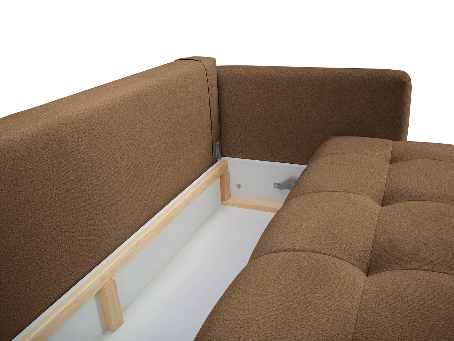 Cosmopolitan Design - Canapé convertible avec coffre de rangement "Madrid" 3 places en tissu structurel marron - 230x104x88cm