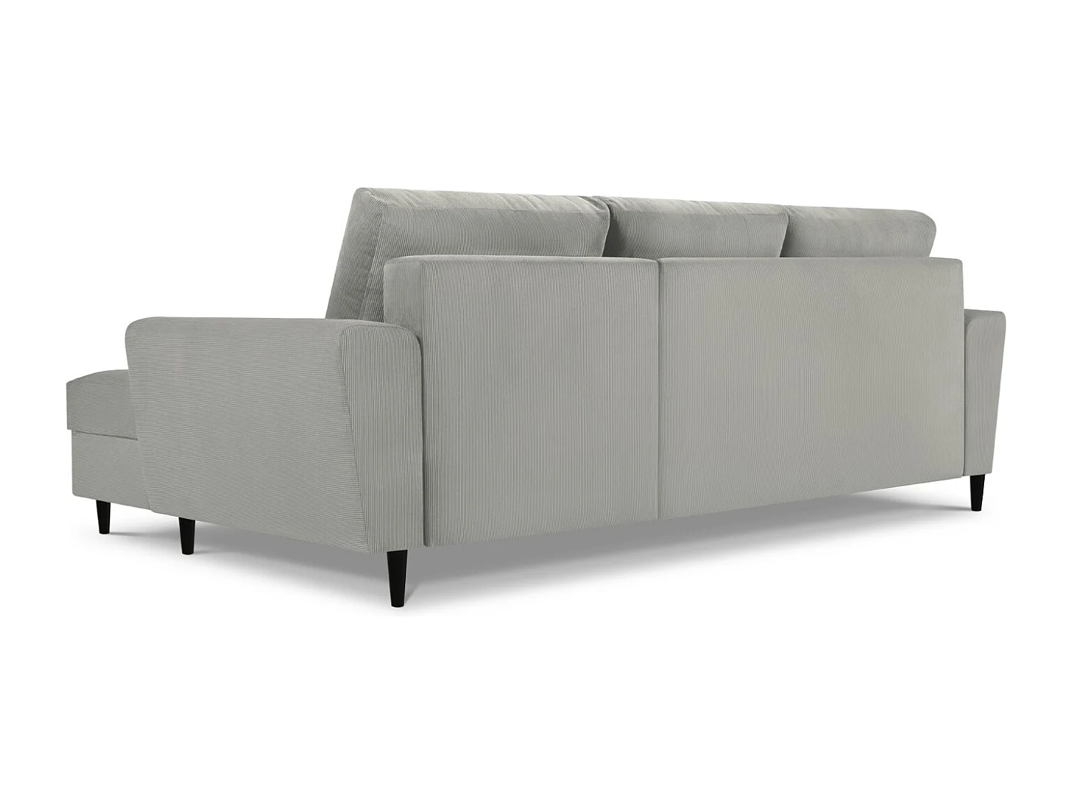 Cosmopolitan Design - Sofá cama esquinero derecho con baúl de almacenaje "Kyoto" 4 plazas de pana gris claro - 241x145x88cm