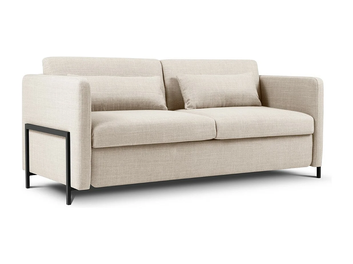 CXL by Christian Lacroix - Canapé convertible "Yanis" 2 places en tissu structurel beige - 182x102x80cm