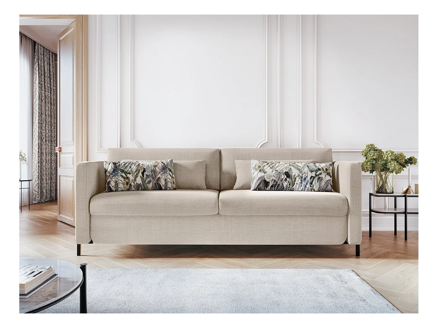 CXL by Christian Lacroix - 2-Sitzer ausklappbares Sofa "Yanis" Sitzer aus strukturiertem Stoff beige - 182x102x80cm