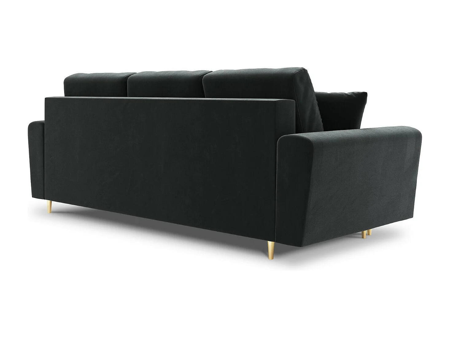 Cosmopolitan Design - Sofa z funkcją spania ze schowkiem, "Kyoto" 3 miejsca welur, szary ciemny - 235x100x88cm