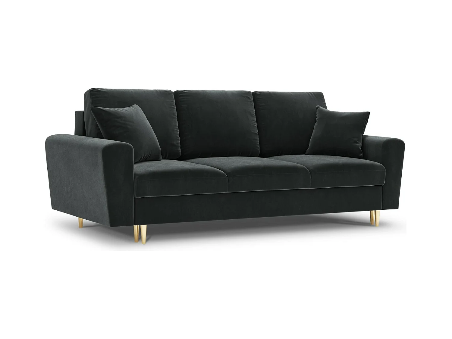 Cosmopolitan Design - Canapé convertible avec coffre de rangement "Kyoto" 3 places en velours gris foncé - 235x100x88cm