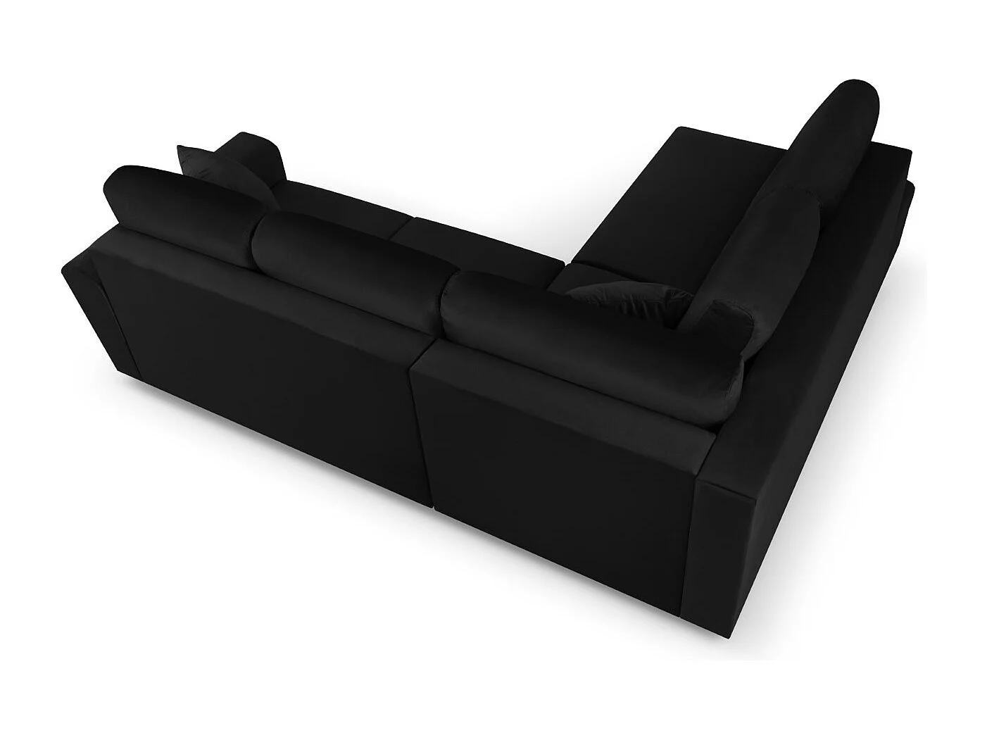 Cosmopolitan Design - Canapé d'angle gauche convertible avec coffre de rangement "Kyoto" 5 places en velours noir - 243x194x88cm