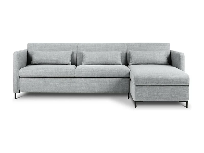 CXL by Christian Lacroix - Sofá cama esquinero derecho con baúl de almacenaje "Yanis" 4 plazas de tejido estructural gris claro - 260x170x80cm