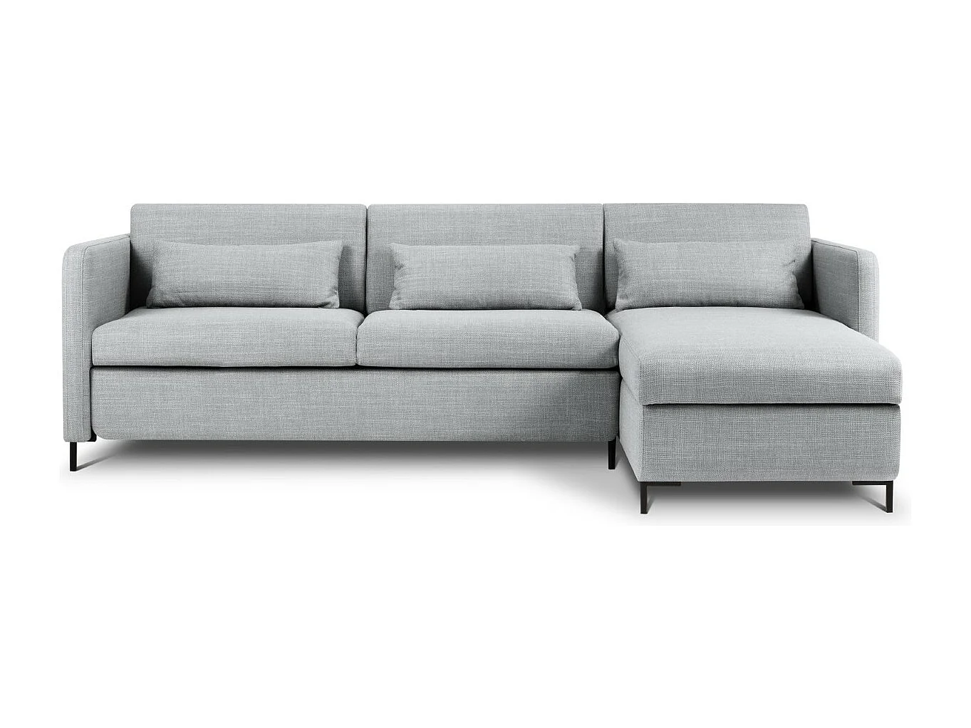 CXL by Christian Lacroix - Canapé d'angle droit convertible avec coffre de rangement "Yanis" 4 places en tissu structurel gris clair - 260x170x80cm