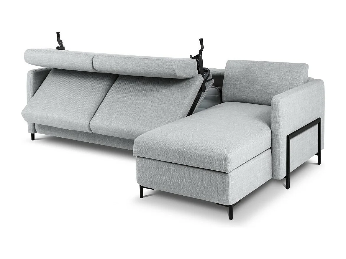 CXL by Christian Lacroix - Canapé d'angle droit convertible avec coffre de rangement "Yanis" 4 places en tissu structurel gris clair - 260x170x80cm