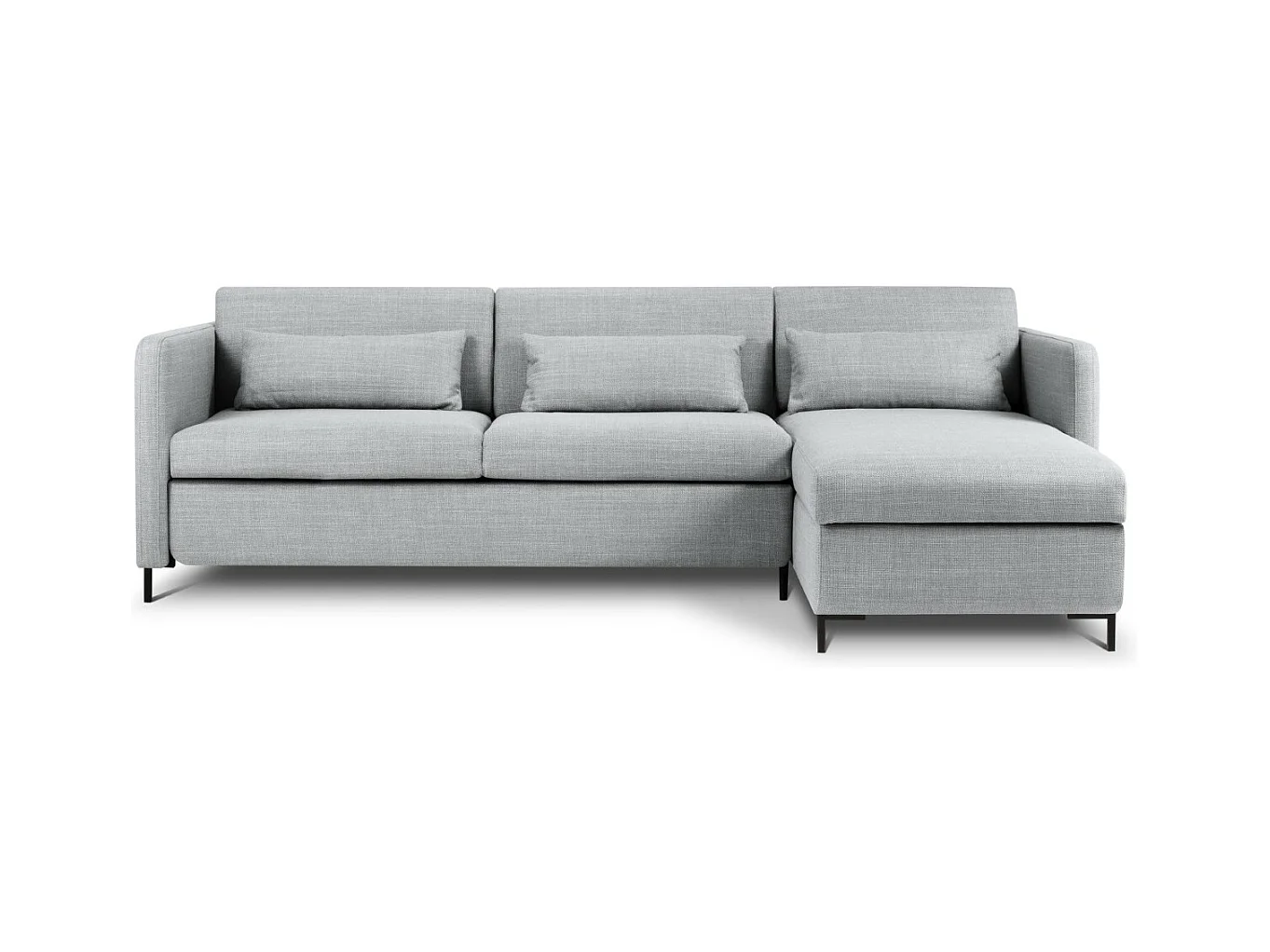 CXL by Christian Lacroix - Canapé d'angle droit convertible avec coffre de rangement "Yanis" 4 places en tissu structurel gris clair - 260x170x80cm