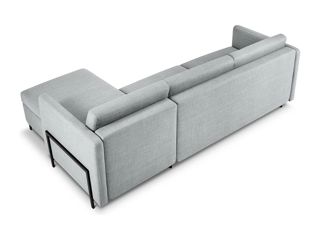 CXL by Christian Lacroix - Canapé d'angle droit convertible avec coffre de rangement "Yanis" 4 places en tissu structurel gris clair - 260x170x80cm