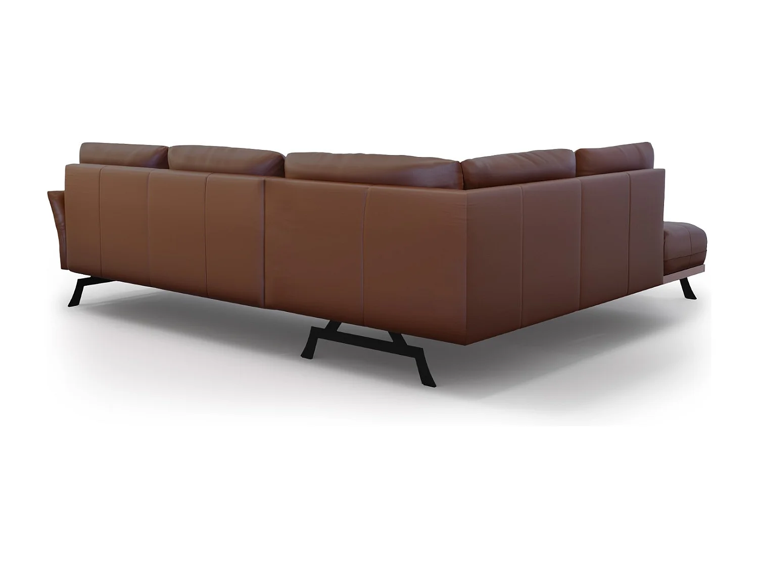 CXL by Christian Lacroix - Canapé d'angle gauche convertible "Olivier" 5 places en cuir véritable marron - 262x204x87cm
