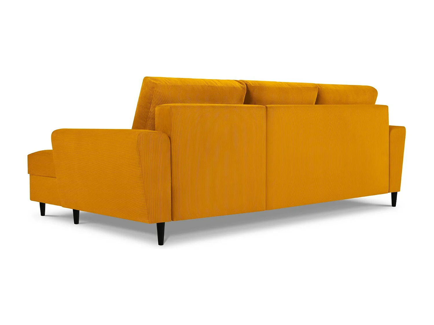 Cosmopolitan Design - Canapé d'angle droit convertible avec coffre de rangement "Kyoto" 4 places en velours côtelé jaune - 241x145x88cm