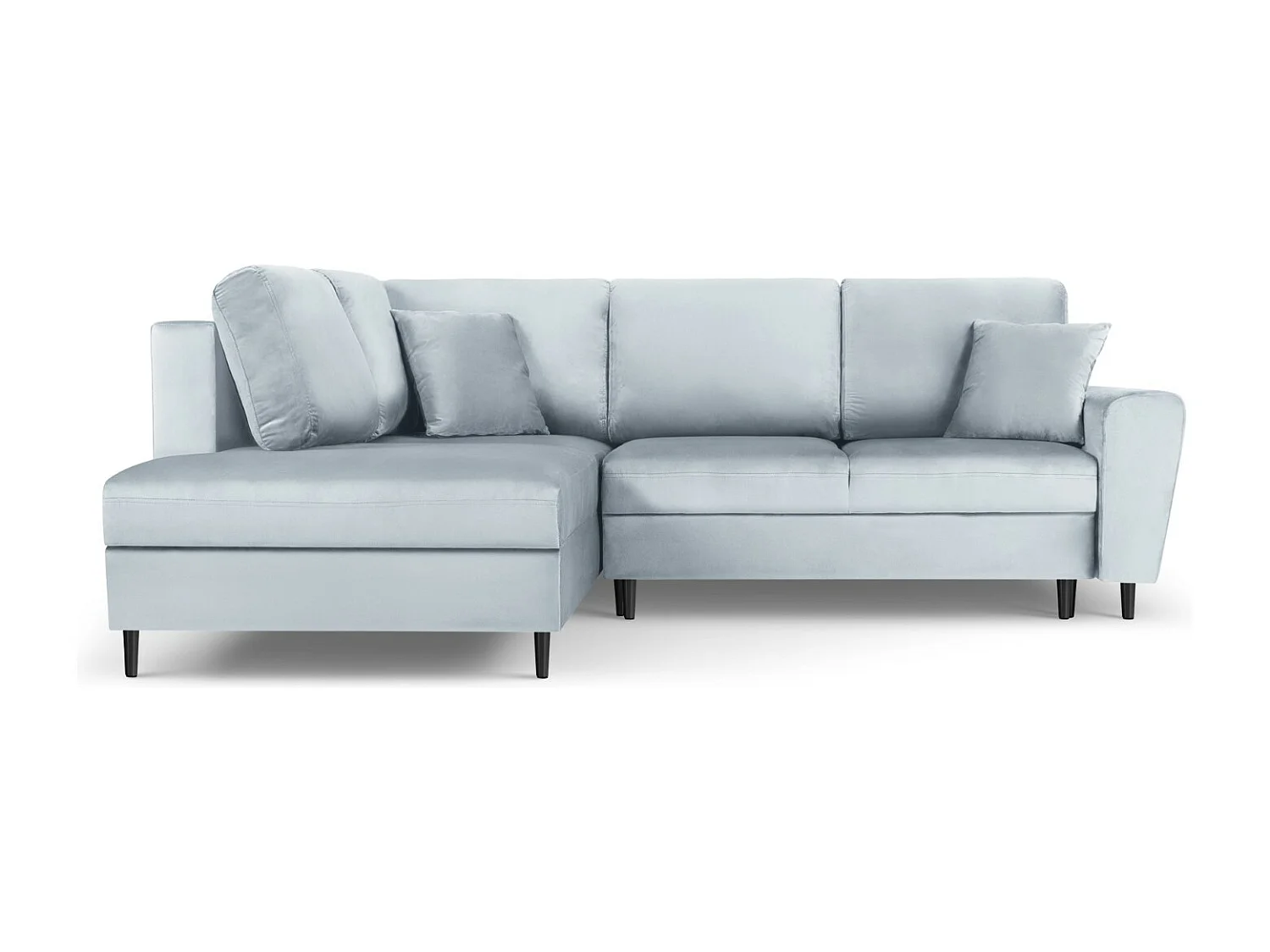 Cosmopolitan Design - Canapé d'angle gauche convertible avec coffre de rangement "Kyoto" 5 places en velours bleu clair - 243x194x88cm