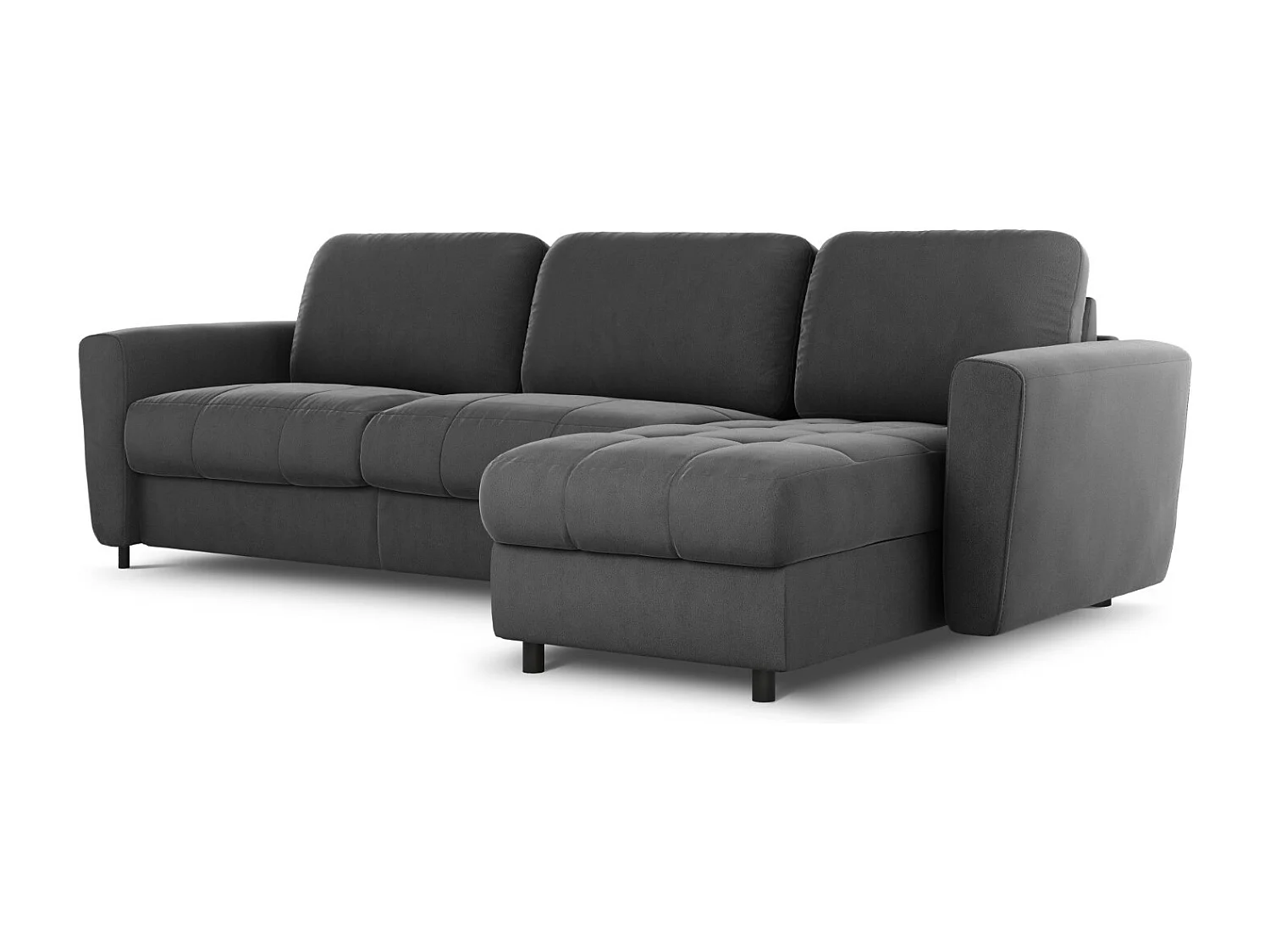 CXL by Christian Lacroix - Converteerbare hoekbank rechts met opbergdoos "Audra" 5 zitplaatsen, Flueel, Donkergrijs - 290x170x88cm