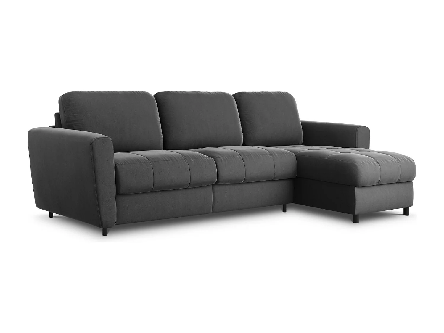 CXL by Christian Lacroix - Converteerbare hoekbank rechts met opbergdoos "Audra" 5 zitplaatsen, Flueel, Donkergrijs - 290x170x88cm