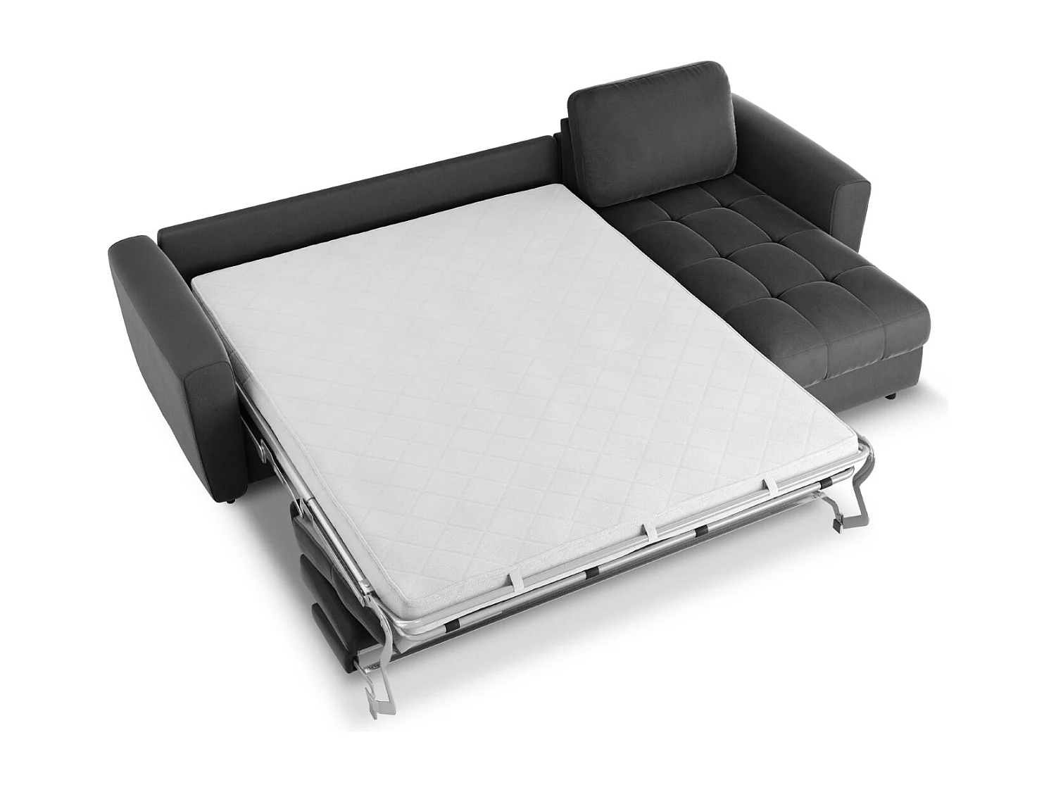 CXL by Christian Lacroix - Converteerbare hoekbank rechts met opbergdoos "Audra" 5 zitplaatsen, Flueel, Donkergrijs - 290x170x88cm