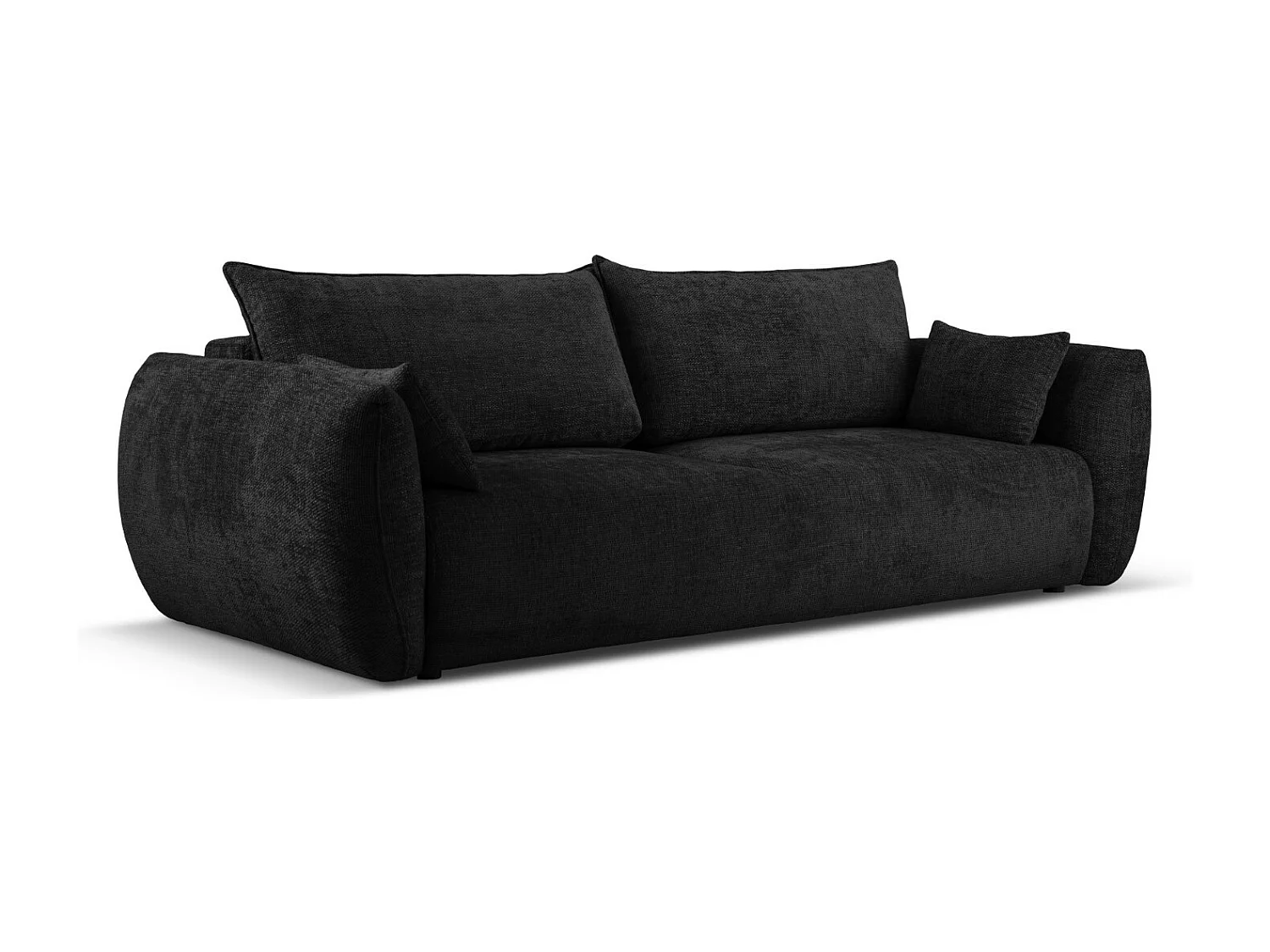 Cosmopolitan Design - 3-Sitzer ausklappbares Sofa mit Bettkasten "Matera" aus Chenille-Stoff schwarz - 240x108x86cm