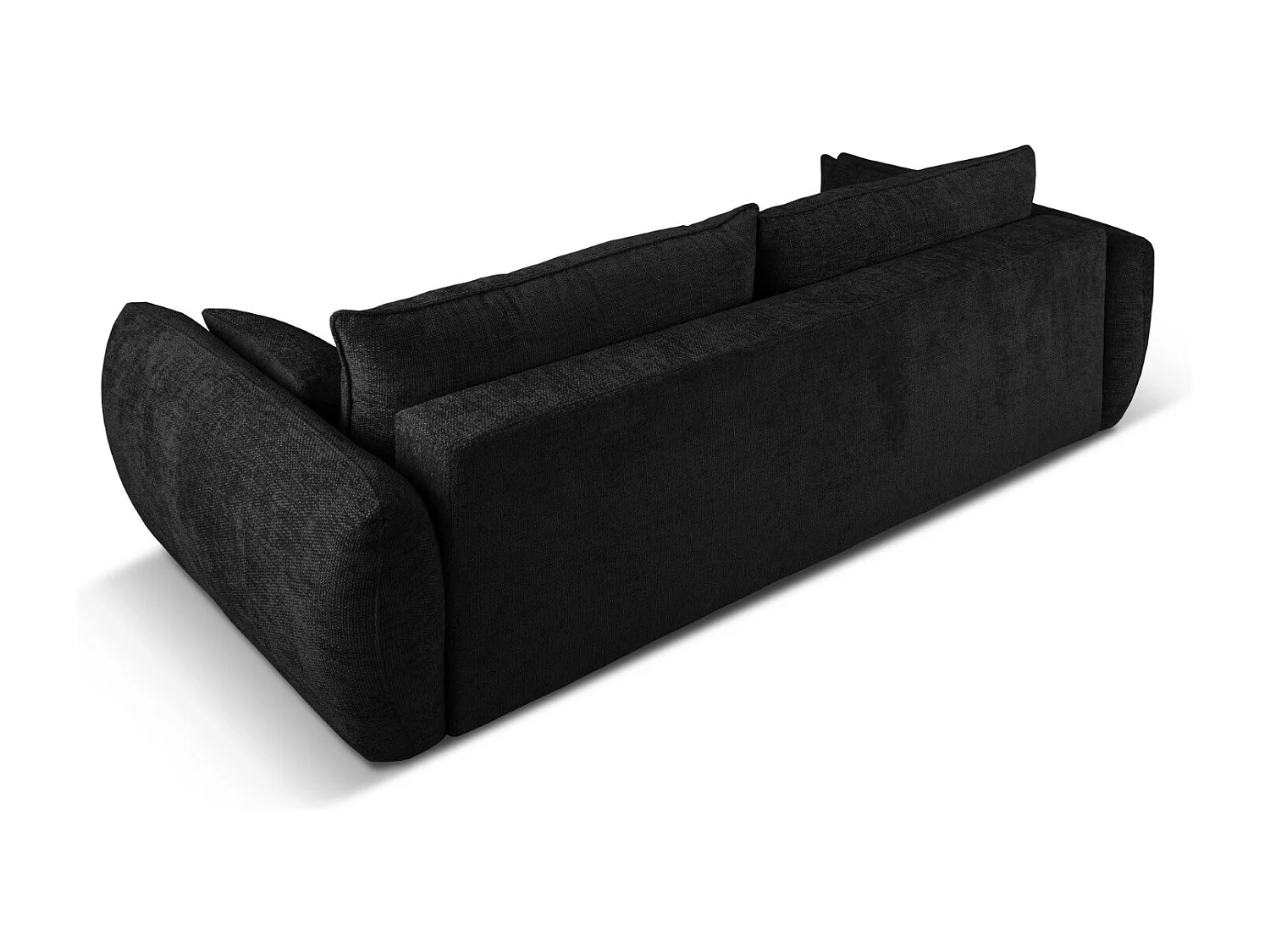 Cosmopolitan Design - 3-Sitzer ausklappbares Sofa mit Bettkasten "Matera" aus Chenille-Stoff schwarz - 240x108x86cm