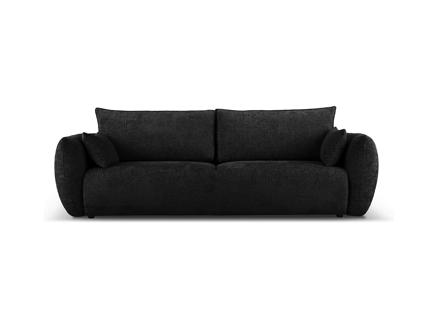 Cosmopolitan Design - Canapé convertible avec coffre de rangement "Matera" 3 places en chenille noir - 240x108x86cm