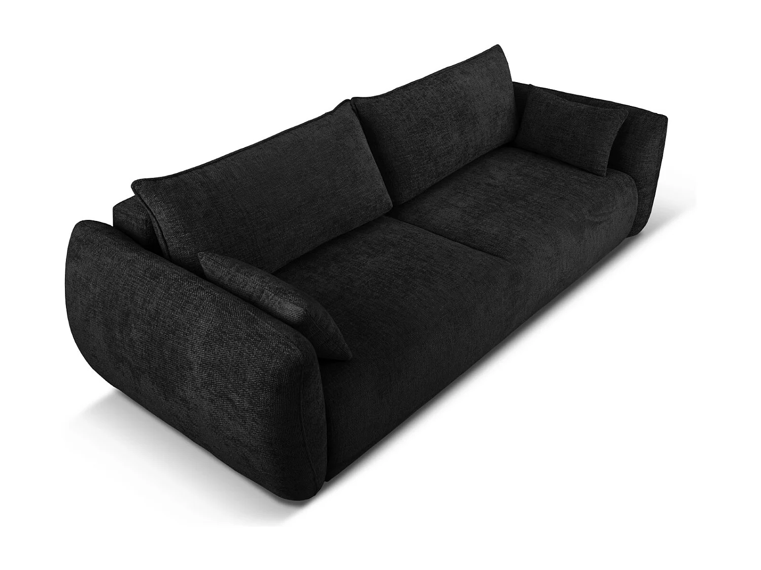 Cosmopolitan Design - Canapé convertible avec coffre de rangement "Matera" 3 places en chenille noir - 240x108x86cm