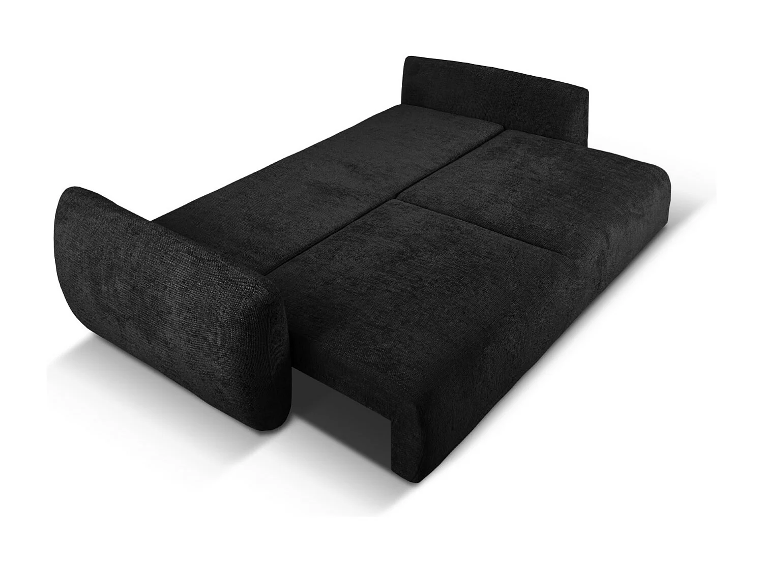 Cosmopolitan Design - Canapé convertible avec coffre de rangement "Matera" 3 places en chenille noir - 240x108x86cm
