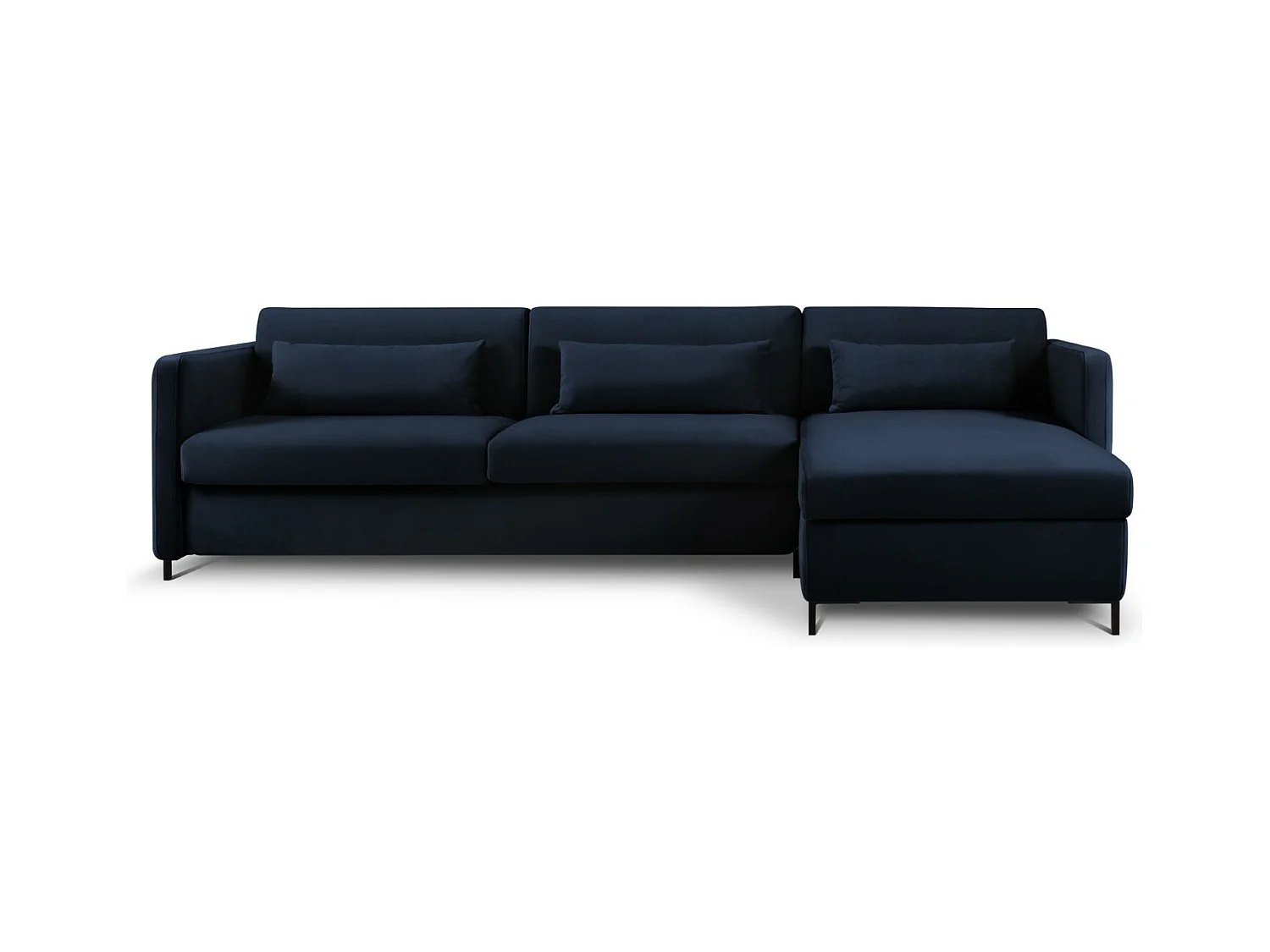 CXL by Christian Lacroix - Canapé d'angle droit convertible "Yanis" 5 places en velours bleu roi - 280x170x80cm
