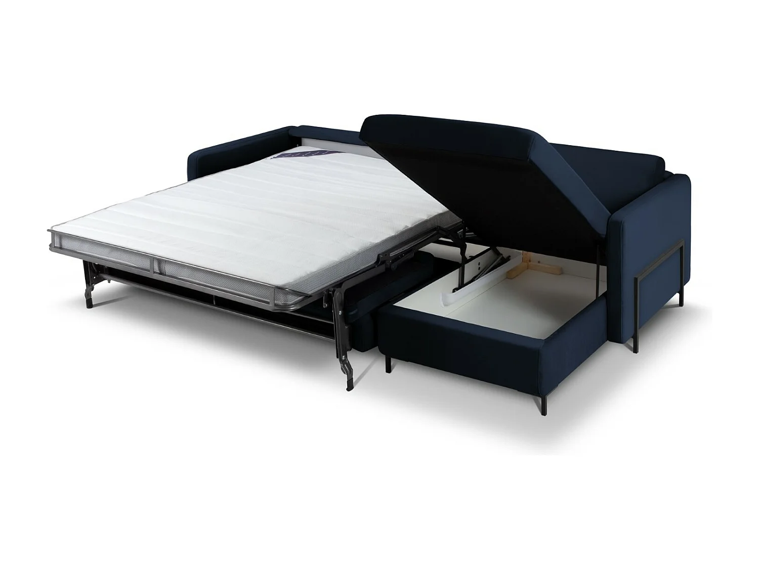 CXL by Christian Lacroix - Divano convertibile angolare destro "Yanis" 5 posti in velluto blu reale - 280x170x80cm