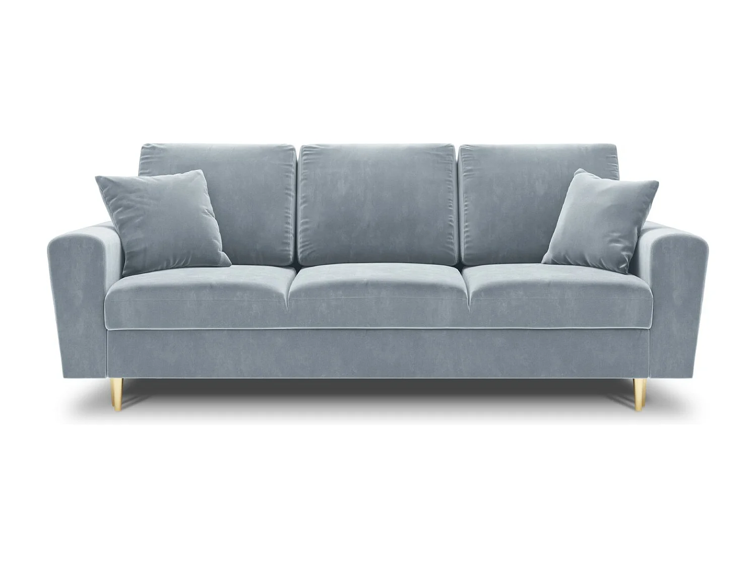 Cosmopolitan Design - 3-Sitzer ausklappbares Sofa mit Bettkasten "Kyoto" aus Samt hellblau - 235x100x88cm