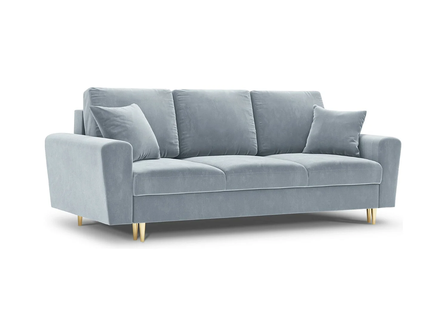 Cosmopolitan Design - Canapé convertible avec coffre de rangement "Kyoto" 3 places en velours bleu clair - 235x100x88cm
