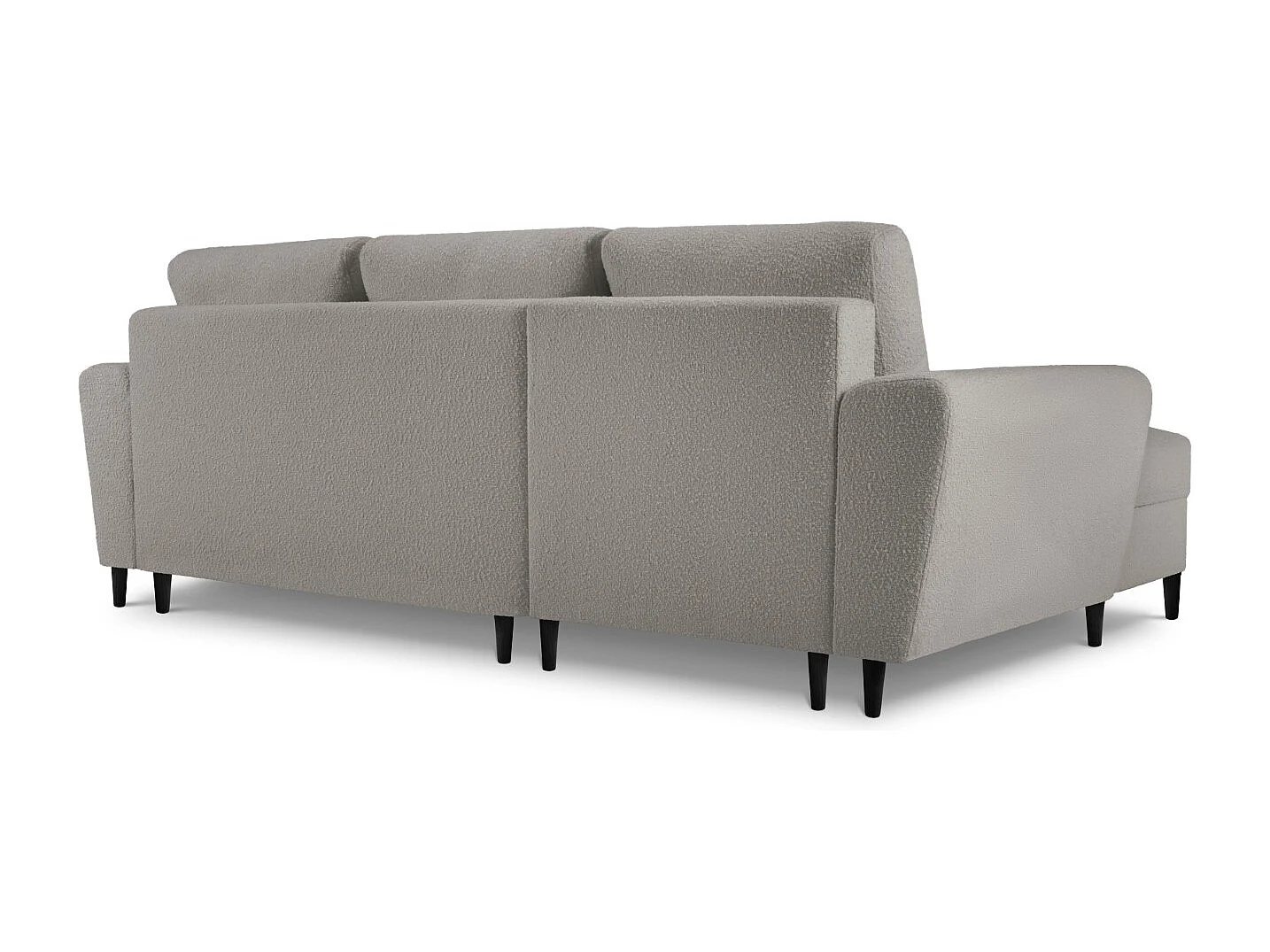 Cosmopolitan Design - Sofá cama esquinero izquierdo con baúl de almacenaje "Kyoto" 4 plazas de tejido bouclé gris - 241x145x88cm