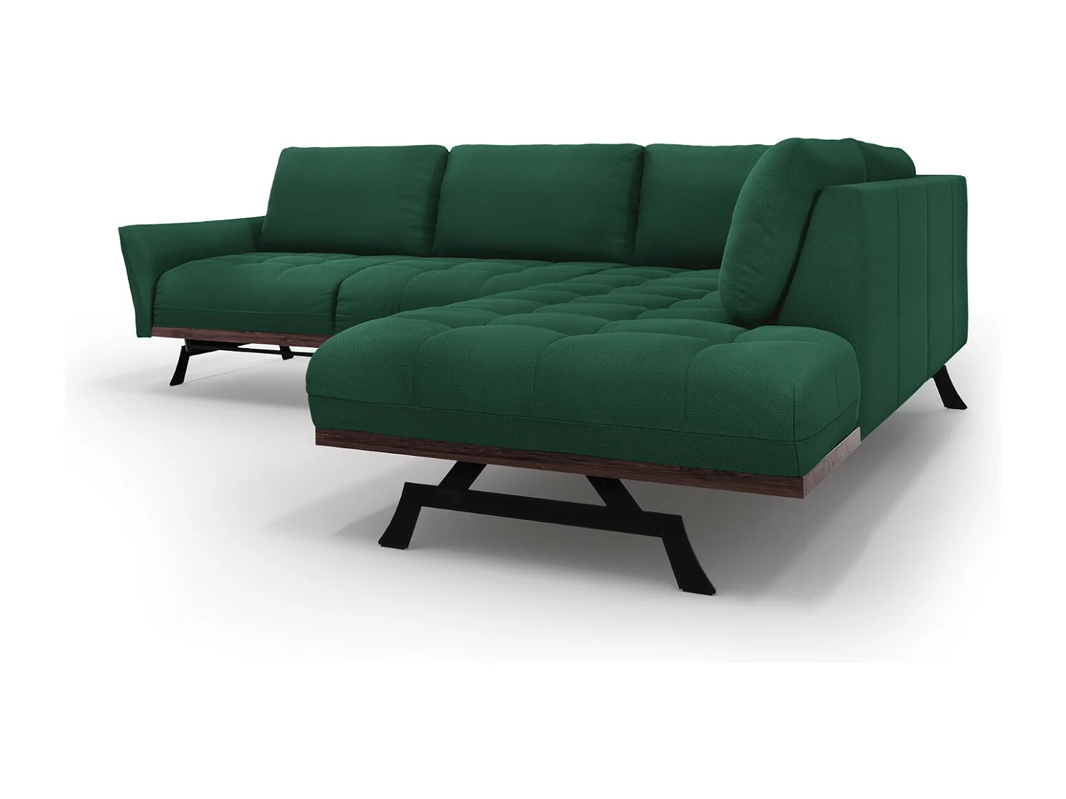 CXL by Christian Lacroix - Converteerbare hoekbank rechts "Olivier" 5 zitplaatsen, Structurele stof, Groente - 262x204x87cm