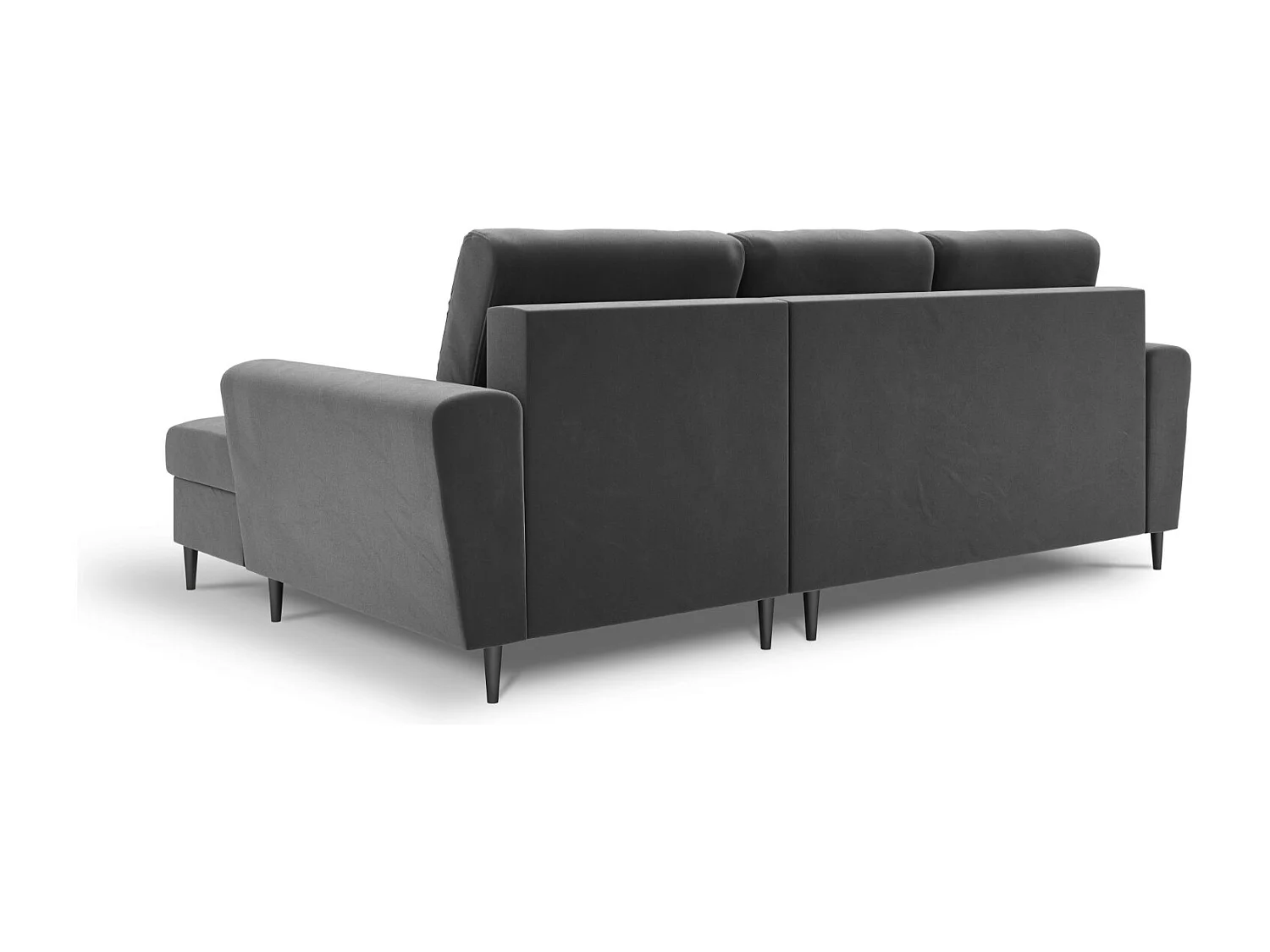 Cosmopolitan Design - Converteerbare hoekbank rechts met opbergdoos "Kyoto" 4 zitplaatsen, Flueel, Lichtgrijs - 241x145x88cm