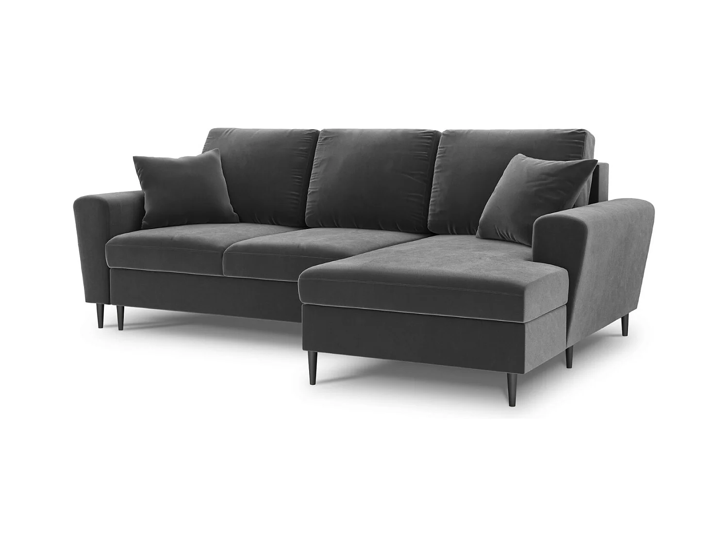 Cosmopolitan Design - Canapé d'angle droit convertible avec coffre de rangement "Kyoto" 4 places en velours gris clair - 241x145x88cm