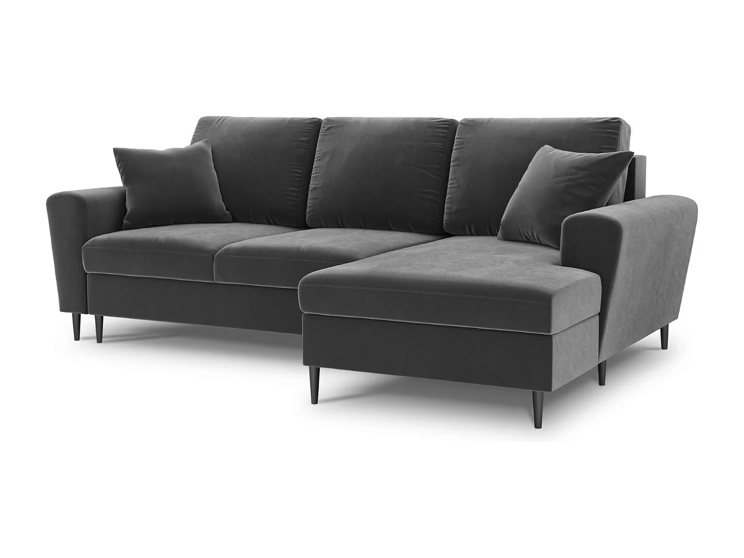 Cosmopolitan Design - Canapé d'angle droit convertible avec coffre de rangement "Kyoto" 4 places en velours gris clair - 241x145x88cm