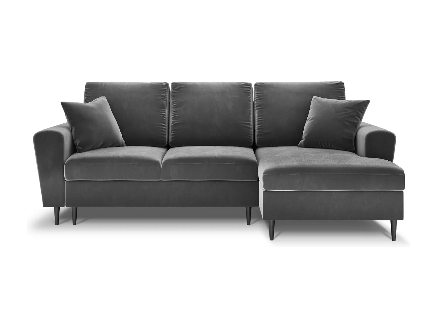 Cosmopolitan Design - Canapé d'angle droit convertible avec coffre de rangement "Kyoto" 4 places en velours gris clair - 241x145x88cm