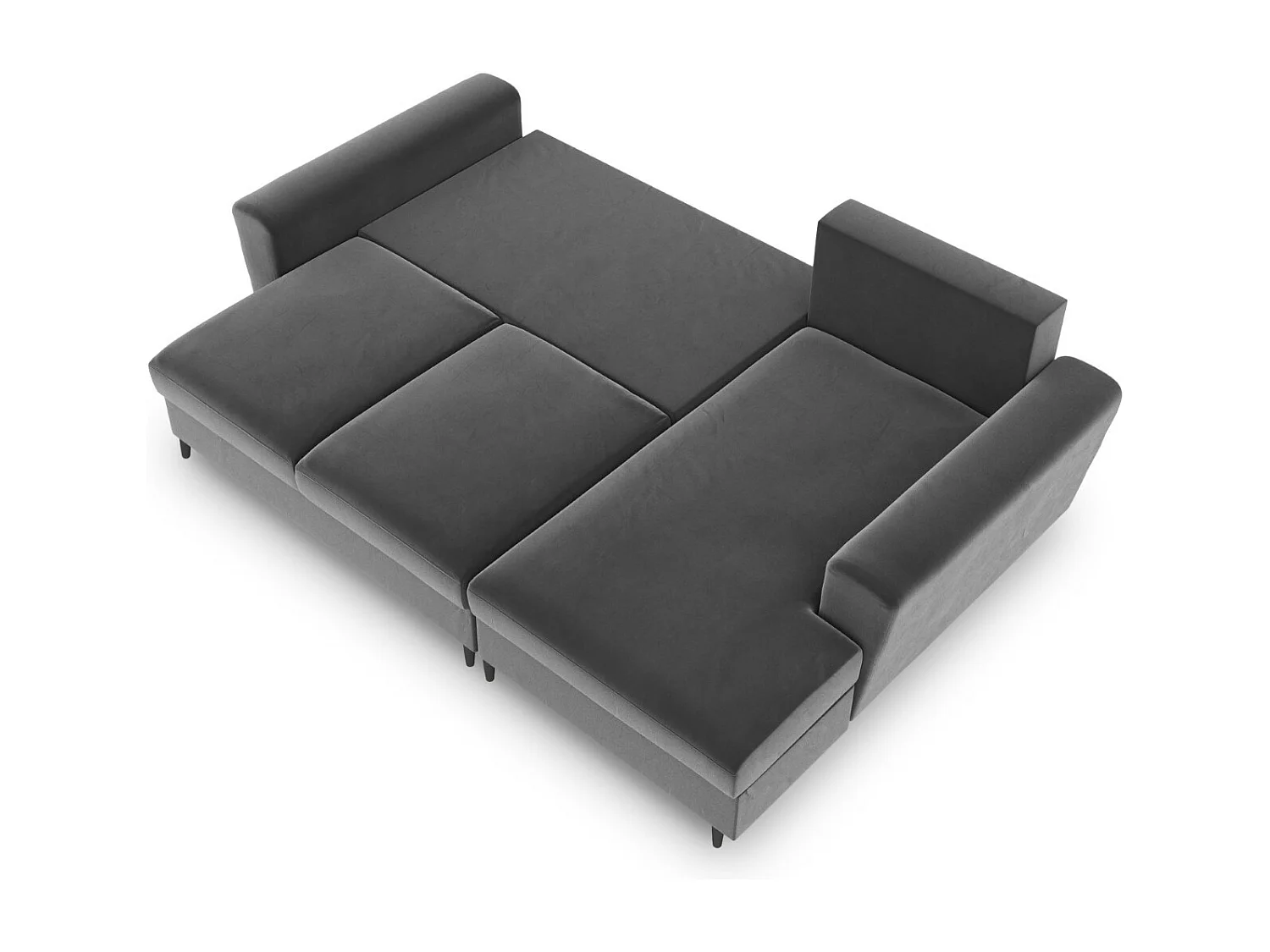 Cosmopolitan Design - Canapé d'angle droit convertible avec coffre de rangement "Kyoto" 4 places en velours gris clair - 241x145x88cm