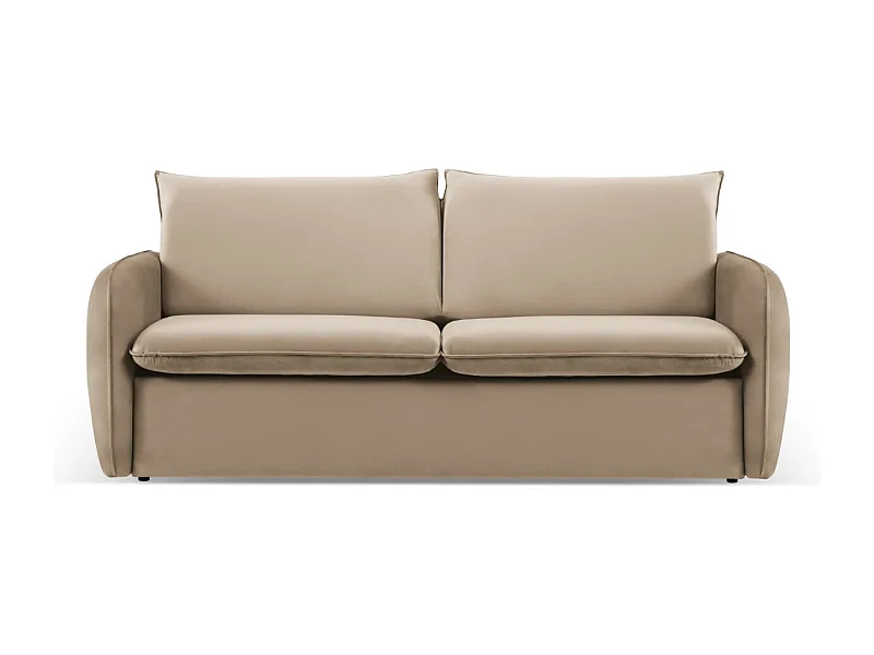 Cosmopolitan Design - Canapé convertible "Vienna" 3 places en velours beige - 214x102x92cm