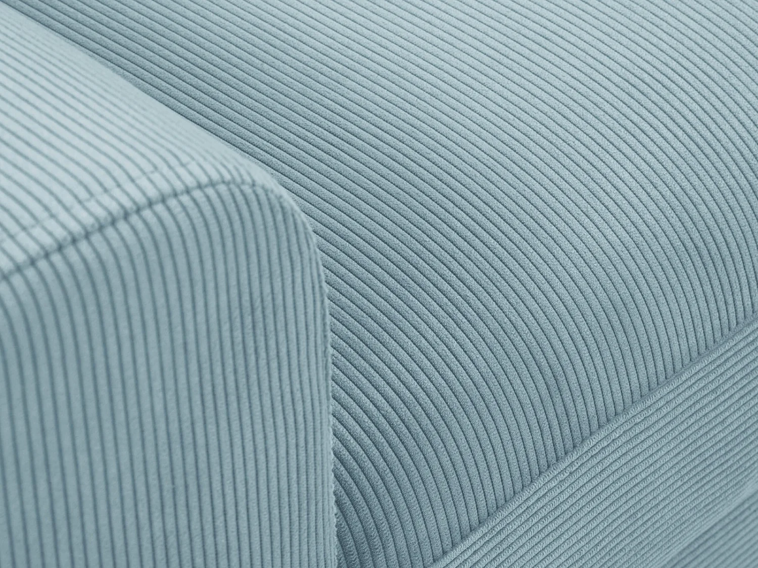 Cosmopolitan Design - Canapé d'angle droit convertible avec coffre de rangement "Kyoto" 4 places en velours côtelé bleu clair - 241x145x88cm