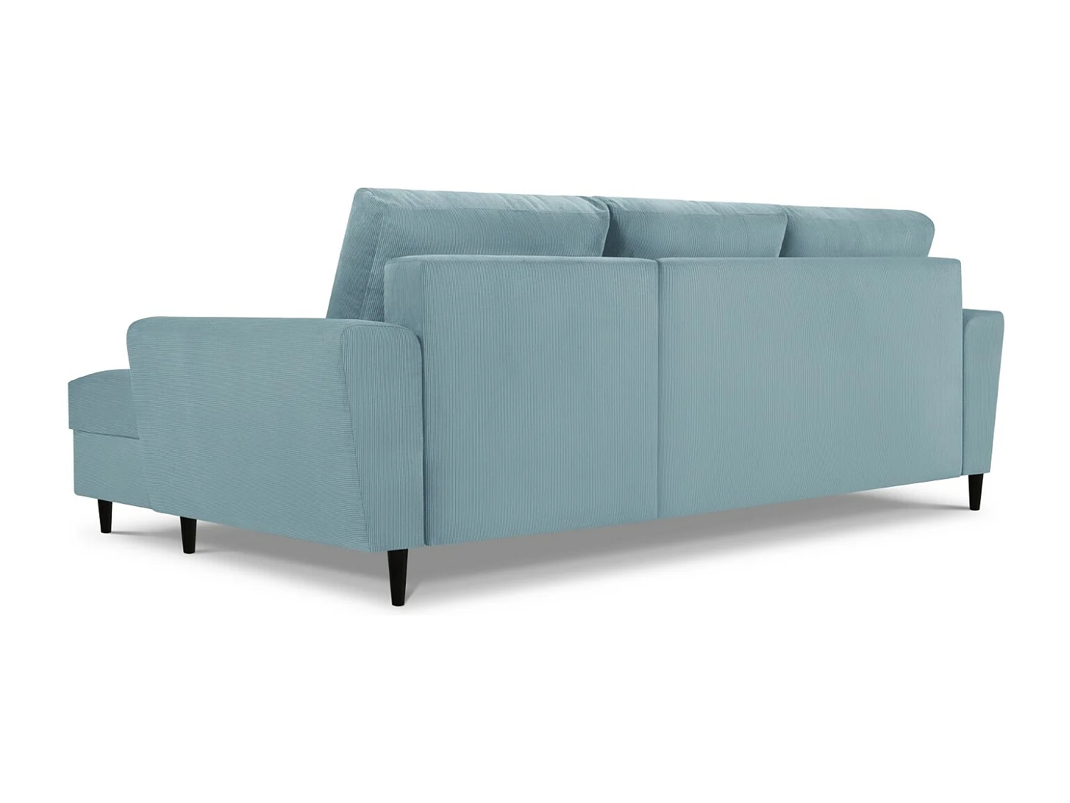 Cosmopolitan Design - Canapé d'angle droit convertible avec coffre de rangement "Kyoto" 4 places en velours côtelé bleu clair - 241x145x88cm