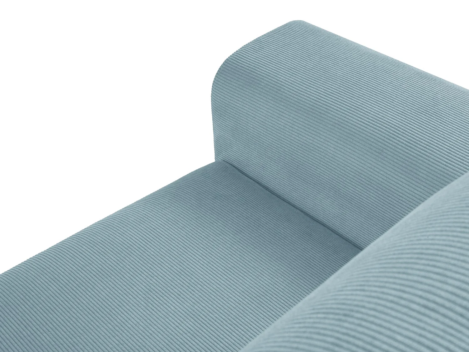 Cosmopolitan Design - Canapé d'angle droit convertible avec coffre de rangement "Kyoto" 4 places en velours côtelé bleu clair - 241x145x88cm