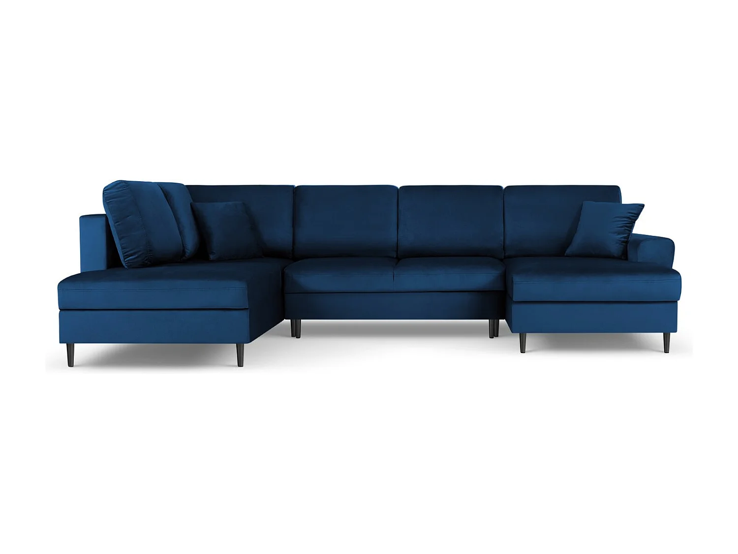 Cosmopolitan Design - Sofa panoramiczna lewa rozkładana ze schowkiem, "Kyoto" 7 miejsc welur, błękit królewski - 313x194x88cm