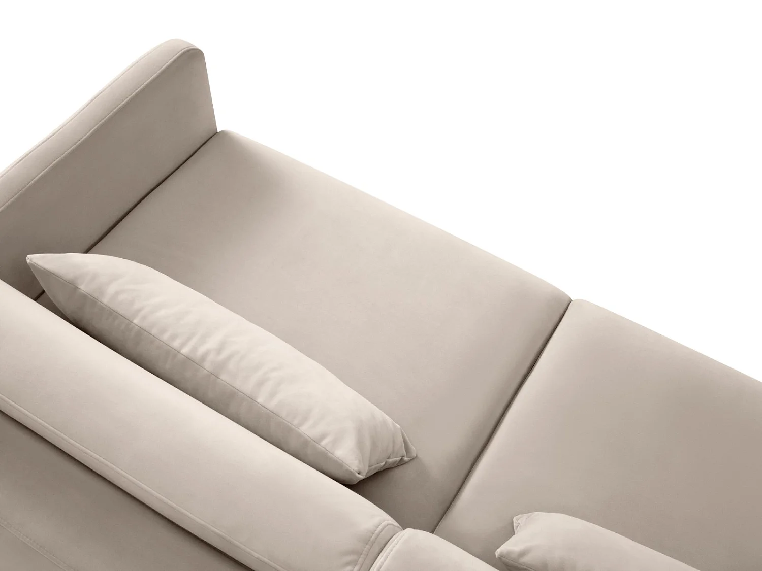 CXL by Christian Lacroix - Uitklapbare hoekbank links "Yanis" 4 zitplaatsen, Flueel, Beige - 260x170x80cm