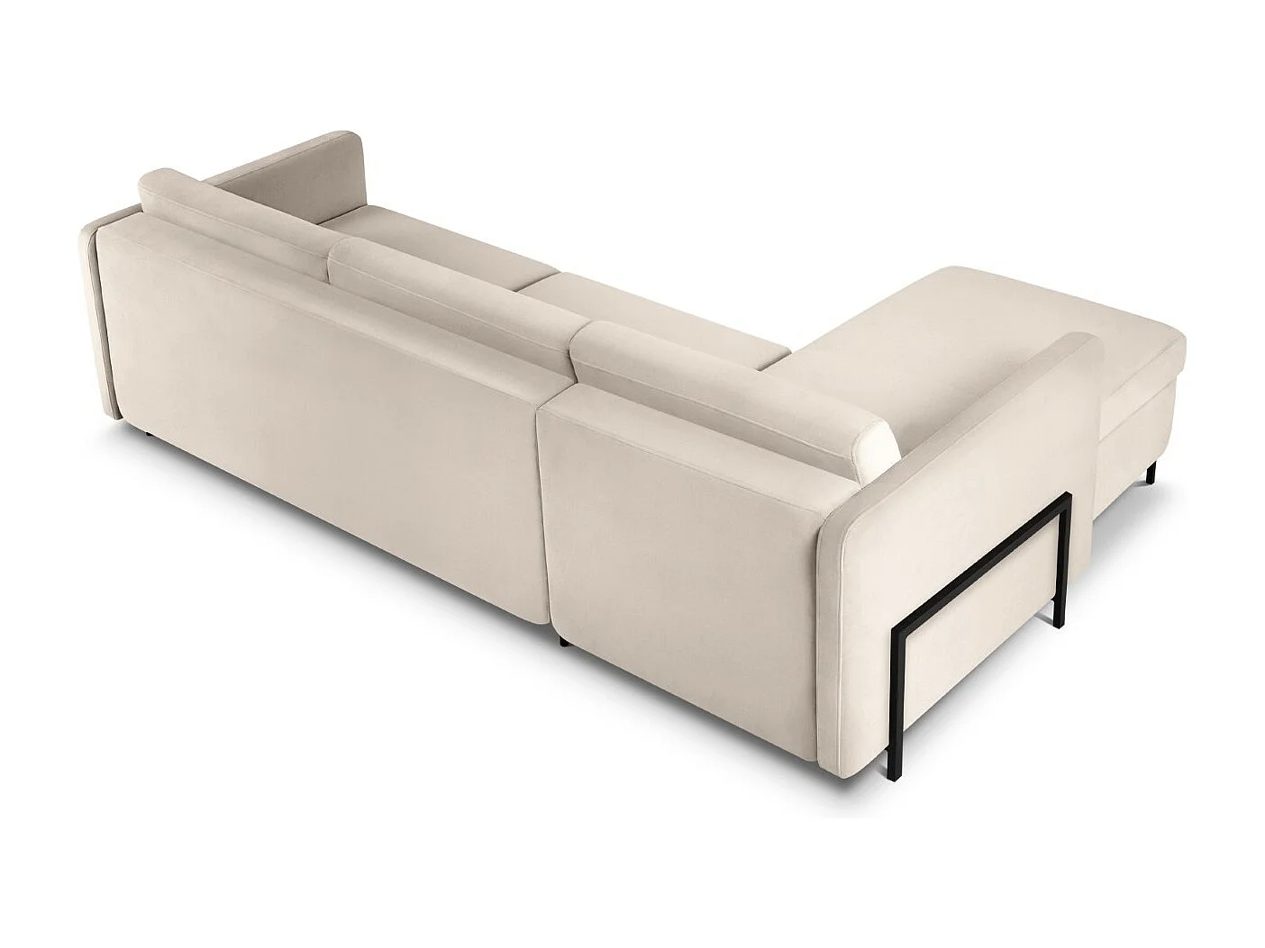 CXL by Christian Lacroix - Canapé d'angle gauche convertible "Yanis" 4 places en velours beige - 260x170x80cm