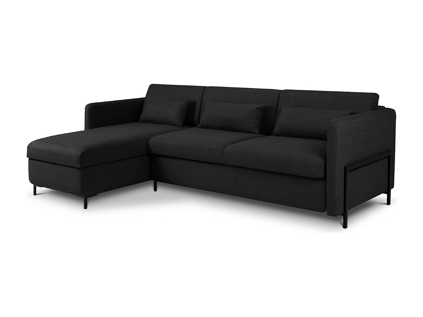 CXL by Christian Lacroix - 4-Sitzer ausklappbares Ecksofa links mit Container "Yanis" Sitzer aus strukturiertem Stoff dunkelgrau - 260x170x80cm