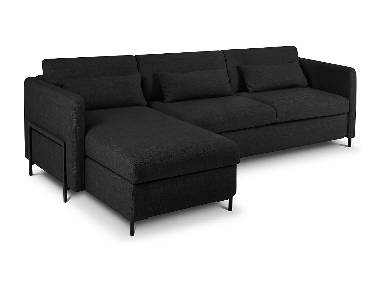 CXL by Christian Lacroix - 4-Sitzer ausklappbares Ecksofa links mit Container "Yanis" Sitzer aus strukturiertem Stoff dunkelgrau - 260x170x80cm