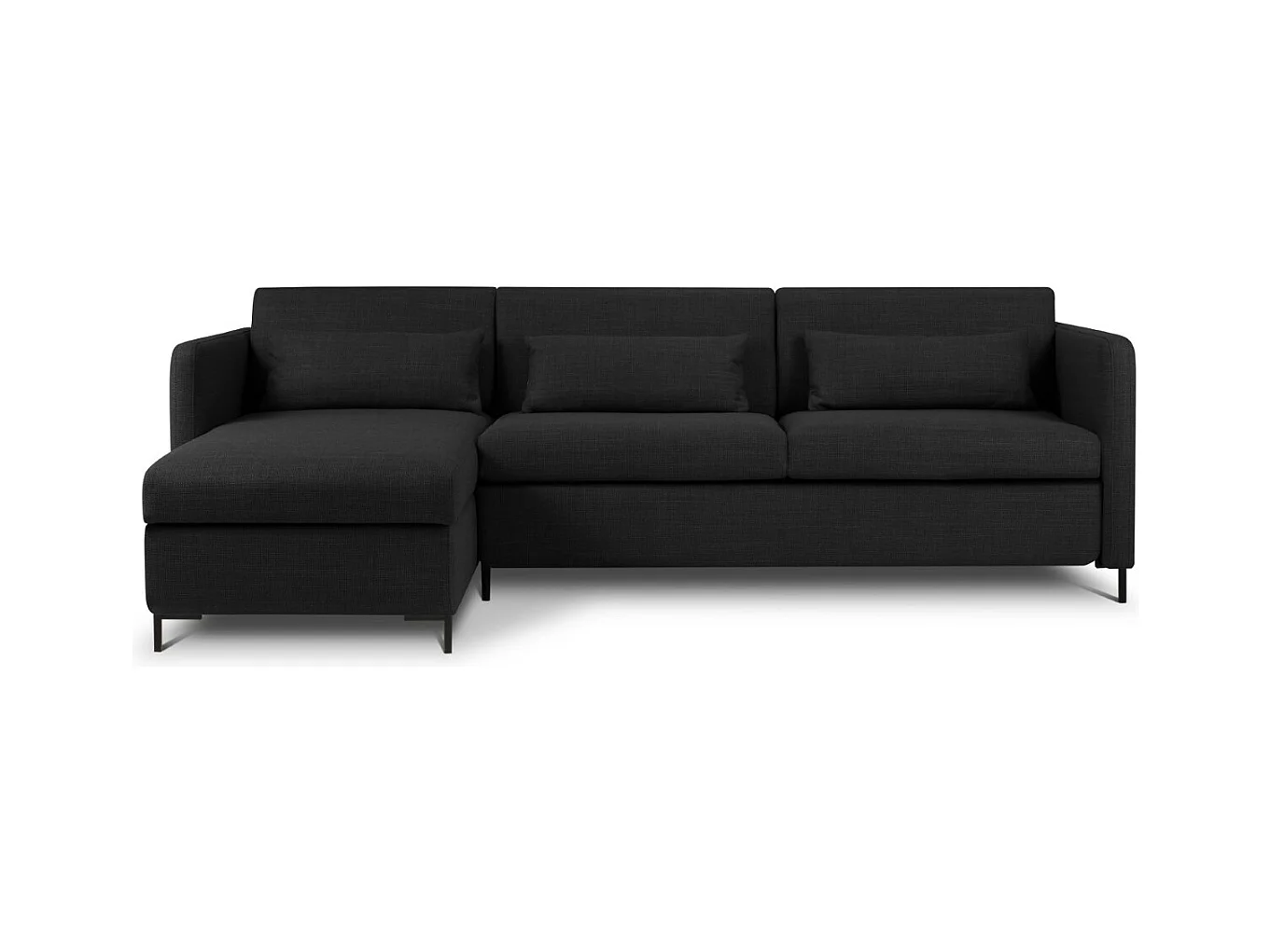 CXL by Christian Lacroix - Uitklapbare hoekbank links met opbergdoos "Yanis" 4 zitplaatsen, Structurele stof, Donkergrijs - 260x170x80cm