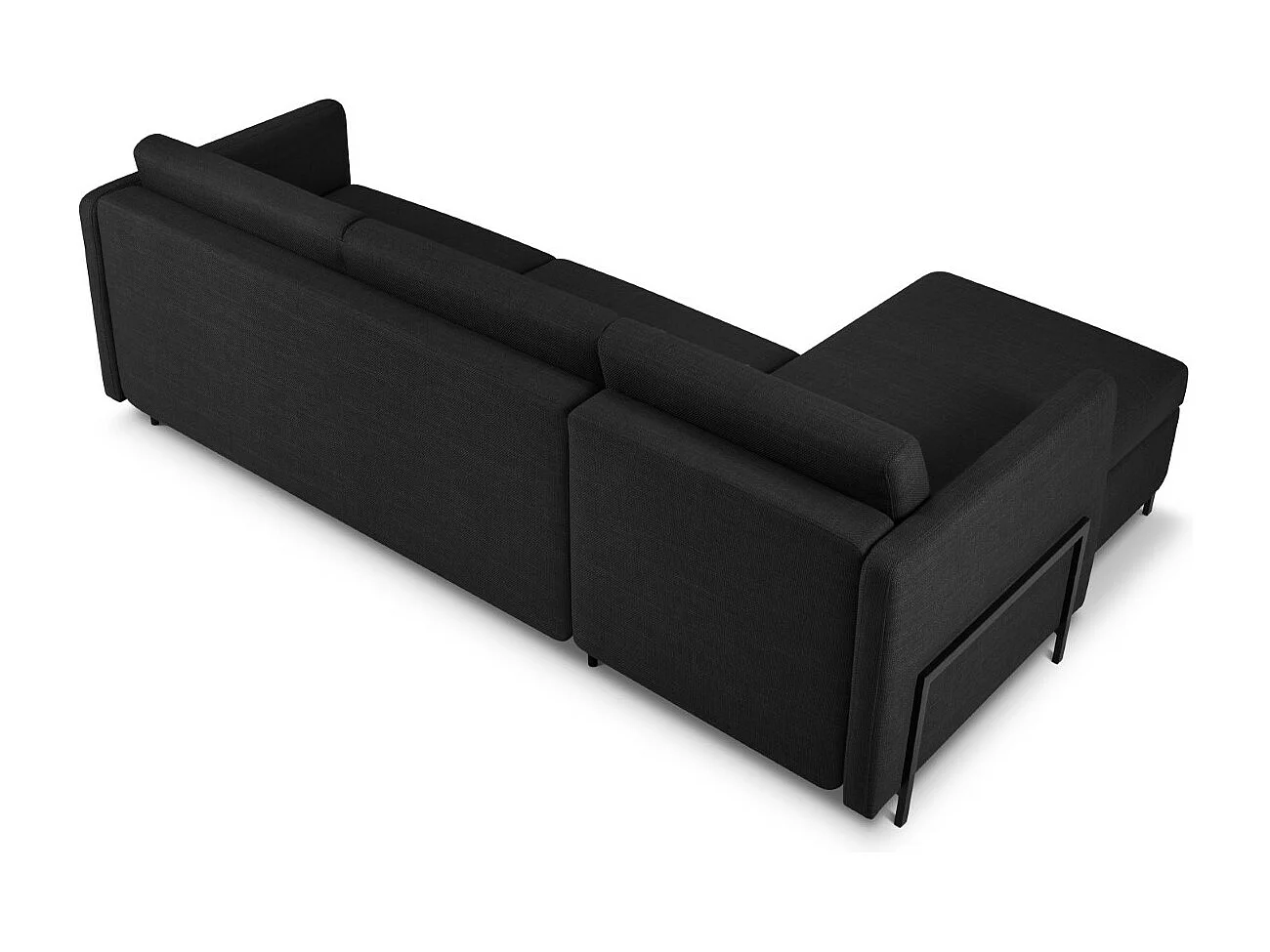 CXL by Christian Lacroix - Canapé d'angle gauche convertible avec coffre de rangement "Yanis" 4 places en tissu structurel gris foncé - 260x170x80cm