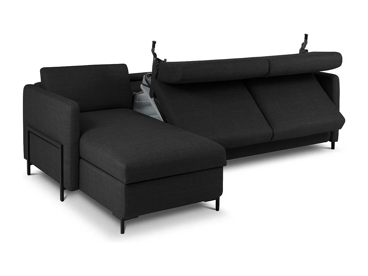 CXL by Christian Lacroix - Canapé d'angle gauche convertible avec coffre de rangement "Yanis" 4 places en tissu structurel gris foncé - 260x170x80cm