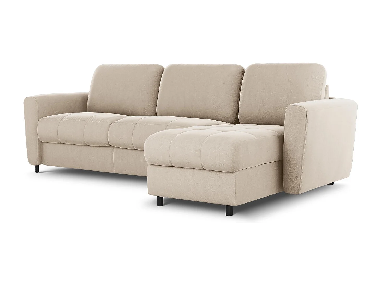 CXL by Christian Lacroix - Converteerbare hoekbank rechts met opbergdoos "Audra" 4 zitplaatsen, Flueel, Beige - 270x170x88cm