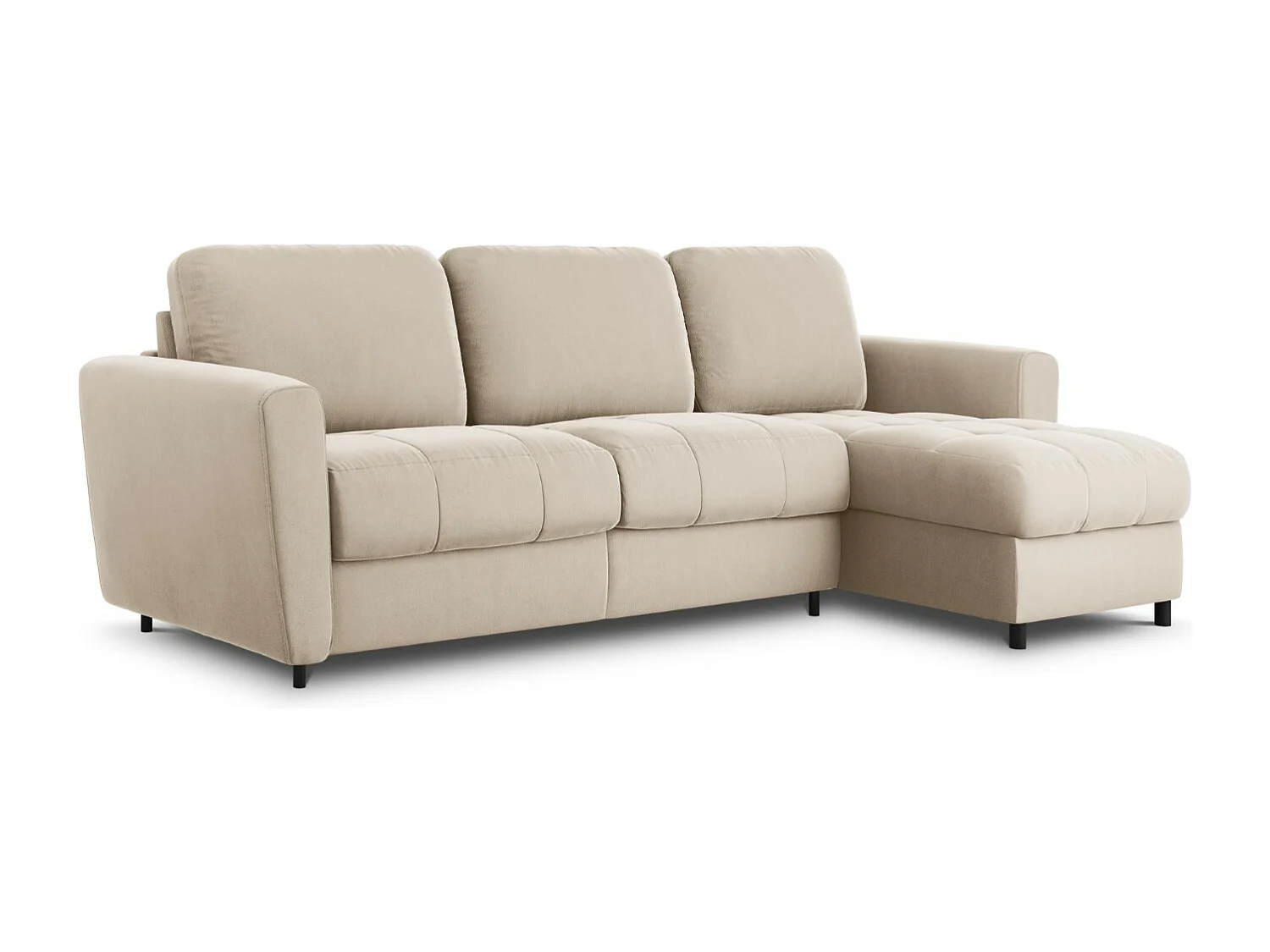 CXL by Christian Lacroix - Converteerbare hoekbank rechts met opbergdoos "Audra" 4 zitplaatsen, Flueel, Beige - 270x170x88cm