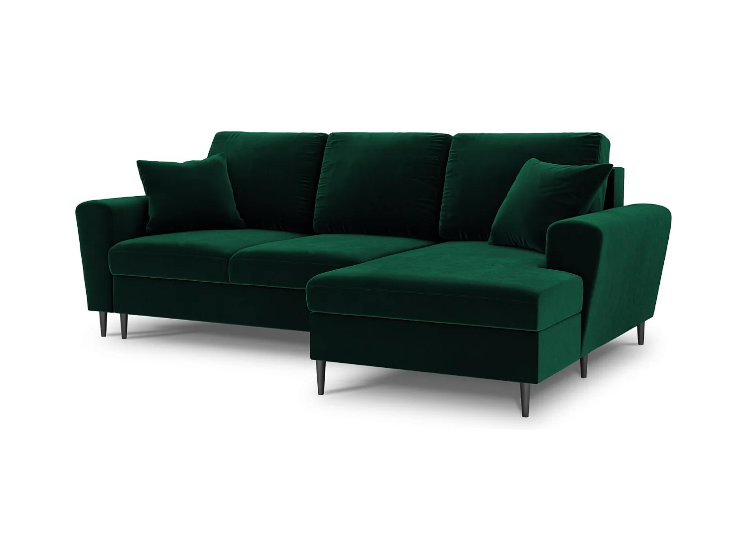 Cosmopolitan Design - Canapé d'angle droit convertible avec coffre de rangement "Kyoto" 4 places en velours vert bouteille - 241x145x88cm